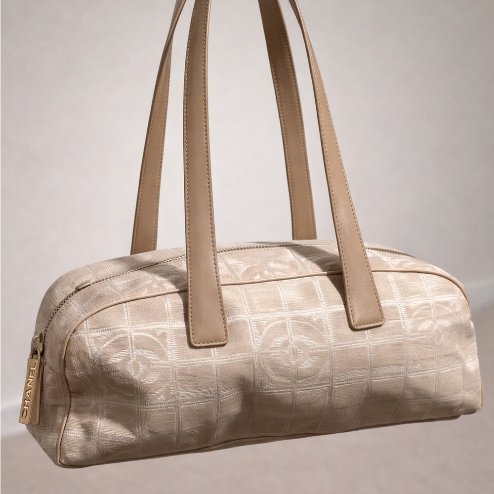 Chanel Beige New Travel Line Mini Boston Jacquard Bag) late 1990’s